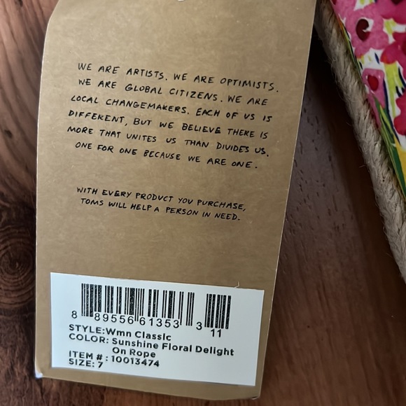 Brand New Toms Sunshine Floral Delight on Rope Size 7 - Picture 6 of 6
